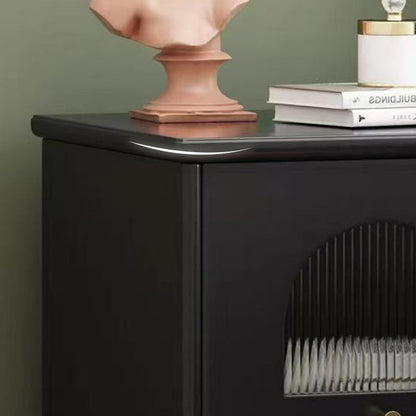 Contemporary Scandinavian Square Solid Wood Glass Nightstand 1-Drawer For Bedroom