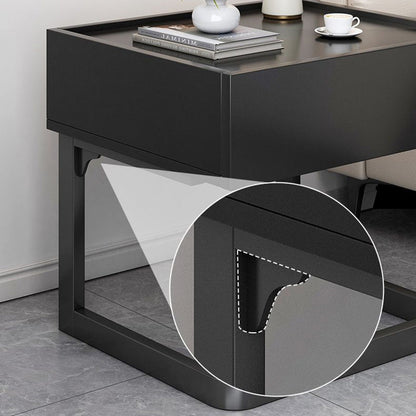 Modern Minimalist Rectangular Iron Plywood Suspended Nightstand 1-Drawer For Bedroom