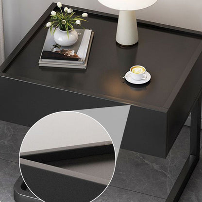 Modern Minimalist Rectangular Iron Plywood Suspended Nightstand 1-Drawer For Bedroom