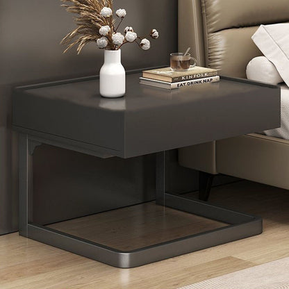 Modern Minimalist Rectangular Iron Plywood Suspended Nightstand 1-Drawer For Bedroom
