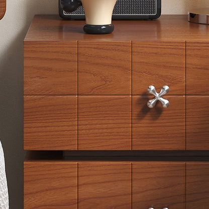 Traditional Vintage Rotatable Rectangular Pine Wood Stainless Steel Movable Nightstand 2-Drawer For Bedroom
