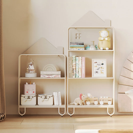 Modern Minimalist Large Capacity House Shape Iron Kids Floor-Standing Bookshelf 2/3-Shelf For Study