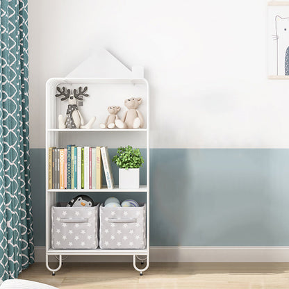 Modern Minimalist Large Capacity House Shape Iron Kids Floor-Standing Bookshelf 2/3-Shelf For Study