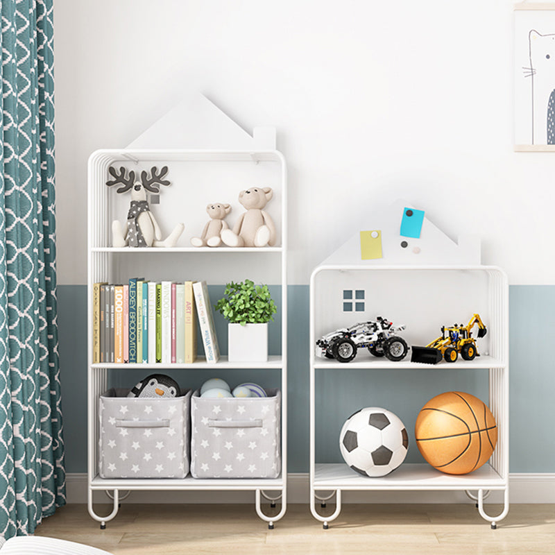 Modern Minimalist Large Capacity House Shape Iron Kids Floor-Standing Bookshelf 2/3-Shelf For Study