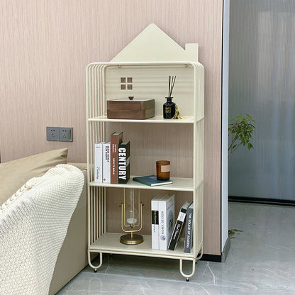 Modern Minimalist Large Capacity House Shape Iron Kids Floor-Standing Bookshelf 2/3-Shelf For Study