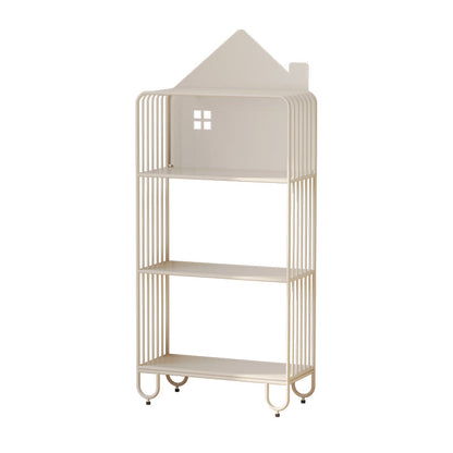 Modern Minimalist Large Capacity House Shape Iron Kids Floor-Standing Bookshelf 2/3-Shelf For Study