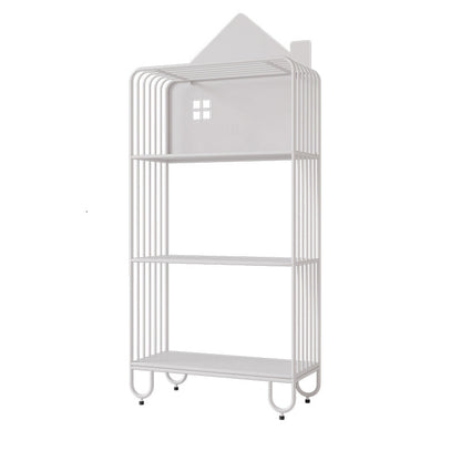 Modern Minimalist Large Capacity House Shape Iron Kids Floor-Standing Bookshelf 2/3-Shelf For Study