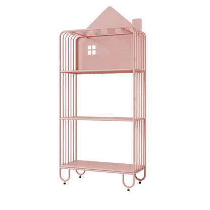 Modern Minimalist Large Capacity House Shape Iron Kids Floor-Standing Bookshelf 2/3-Shelf For Study