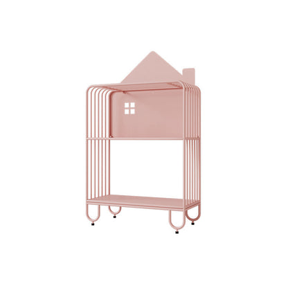 Modern Minimalist Large Capacity House Shape Iron Kids Floor-Standing Bookshelf 2/3-Shelf For Study