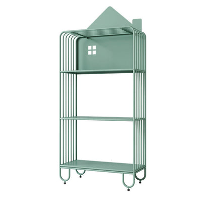 Modern Minimalist Large Capacity House Shape Iron Kids Floor-Standing Bookshelf 2/3-Shelf For Study