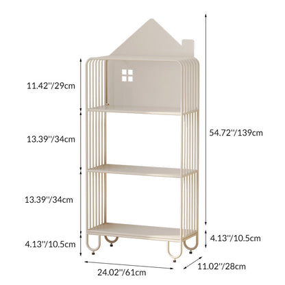 Modern Minimalist Large Capacity House Shape Iron Kids Floor-Standing Bookshelf 2/3-Shelf For Study