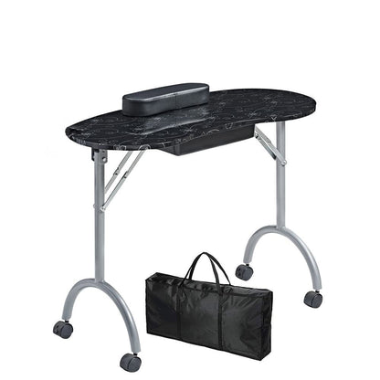 Modern Minimalist Oval Stainless Steel MDF Nail Desk 1-Drawer For Bedroom