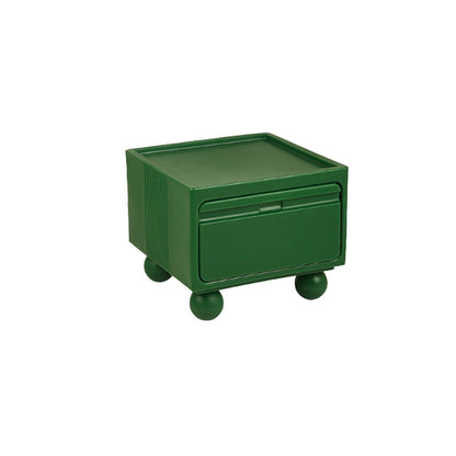 Contemporary Scandinavian PE ABS Square Nightstand 1-Drawer For Bedroom
