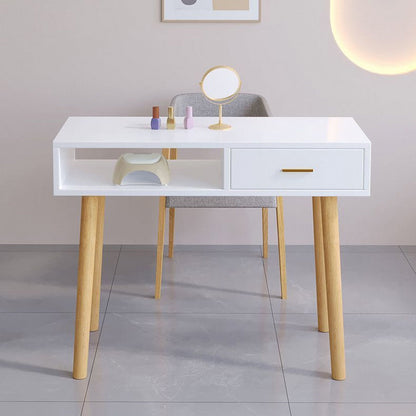 Modern Minimalist Wood Particle Board Rectangular Nail Desk 2-Cabinet For Bedroom