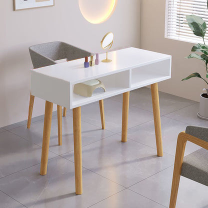Modern Minimalist Wood Particle Board Rectangular Nail Desk 2-Cabinet For Bedroom