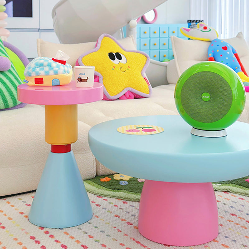 Contemporary Creative Wood Round Kids End Table 1-Tier For Living Room