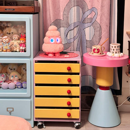 Contemporary Creative Wood Round Kids End Table 1-Tier For Living Room