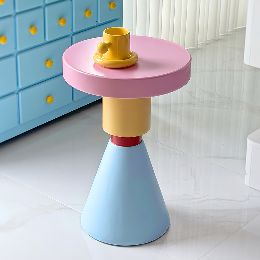 Contemporary Creative Wood Round Kids End Table 1-Tier For Living Room