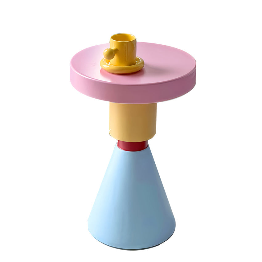 Contemporary Creative Wood Round Kids End Table 1-Tier For Living Room