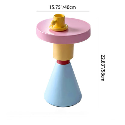 Contemporary Creative Wood Round Kids End Table 1-Tier For Living Room