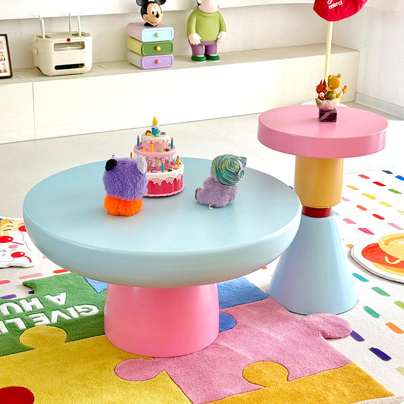 Contemporary Creative Wood Round Kids End Table 1-Tier For Living Room