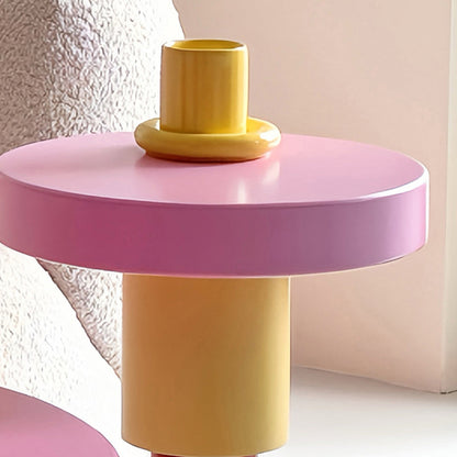 Contemporary Creative Wood Round Kids End Table 1-Tier For Living Room