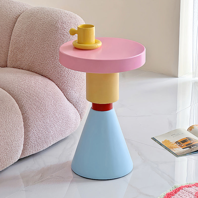 Contemporary Creative Wood Round Kids End Table 1-Tier For Living Room