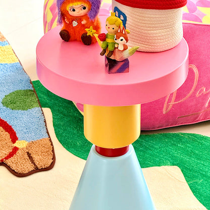 Contemporary Creative Wood Round Kids End Table 1-Tier For Living Room