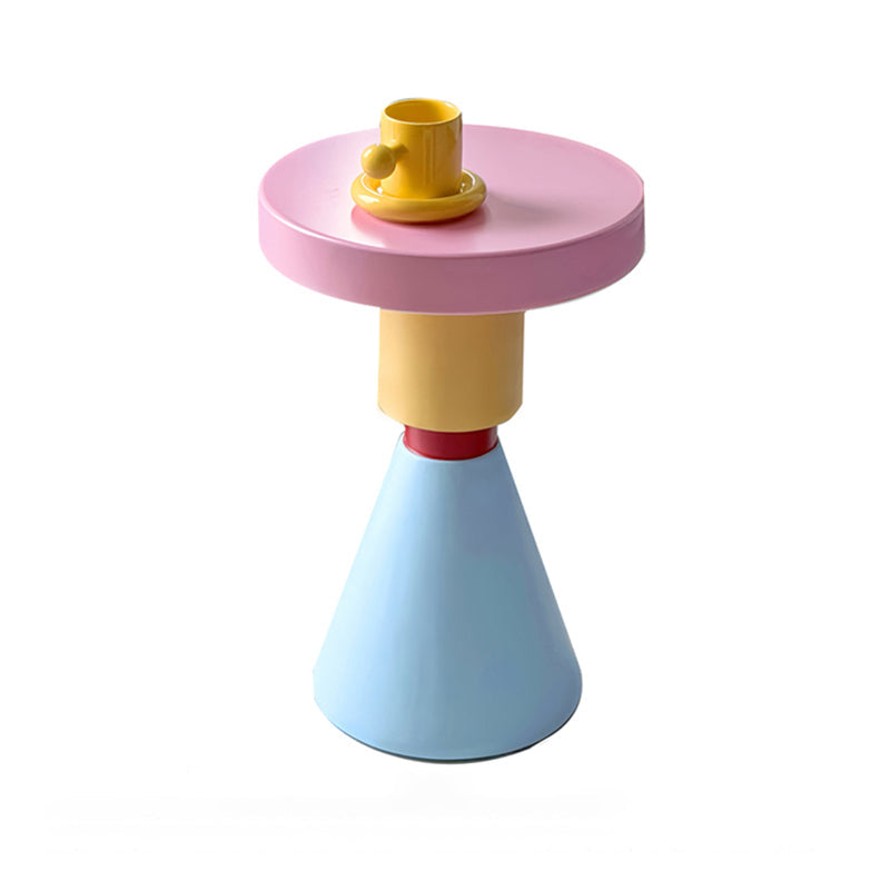 Contemporary Creative Wood Round Kids End Table 1-Tier For Living Room