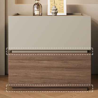 Modern Minimalist Wood Square Nightstand 2-Tier For Bedroom