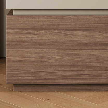 Modern Minimalist Wood Square Nightstand 2-Tier For Bedroom