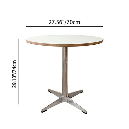 Modern Minimalist Wood Stainless Steel Aluminum Round Dining Table 1-Tier For Dining Room & Kitchen