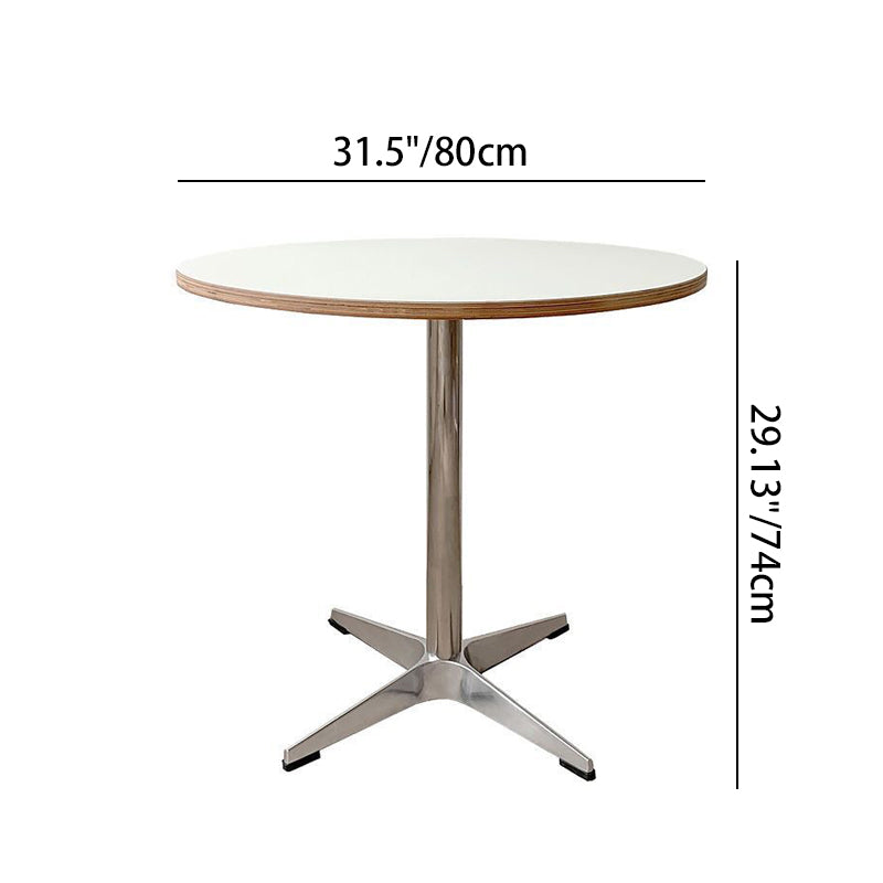 Modern Minimalist Wood Stainless Steel Aluminum Round Dining Table 1-Tier For Dining Room & Kitchen