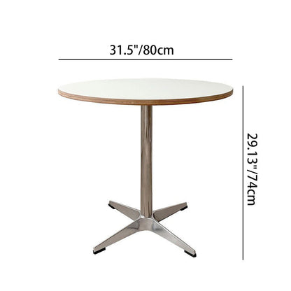 Modern Minimalist Wood Stainless Steel Aluminum Round Dining Table 1-Tier For Dining Room & Kitchen