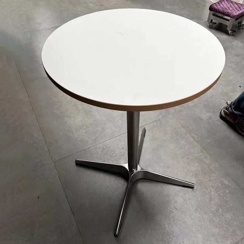 Modern Minimalist Wood Stainless Steel Aluminum Round Dining Table 1-Tier For Dining Room & Kitchen