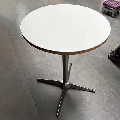 Modern Minimalist Wood Stainless Steel Aluminum Round Dining Table 1-Tier For Dining Room & Kitchen