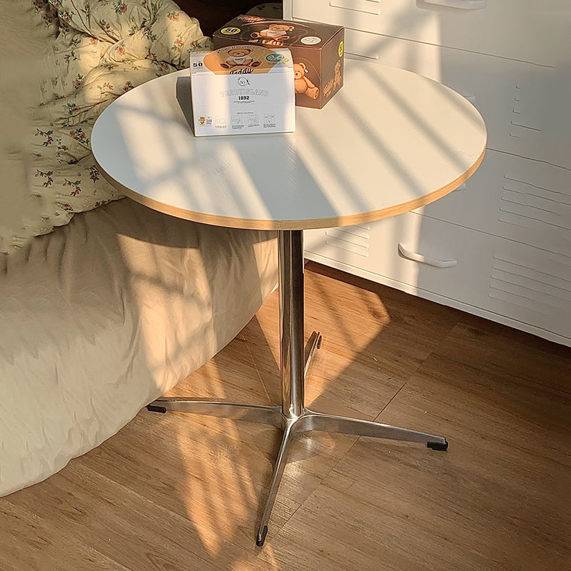 Modern Minimalist Wood Stainless Steel Aluminum Round Dining Table 1-Tier For Dining Room & Kitchen