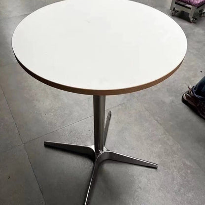 Modern Minimalist Wood Stainless Steel Aluminum Round Dining Table 1-Tier For Dining Room & Kitchen