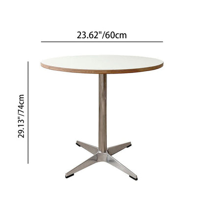 Modern Minimalist Wood Stainless Steel Aluminum Round Dining Table 1-Tier For Dining Room & Kitchen