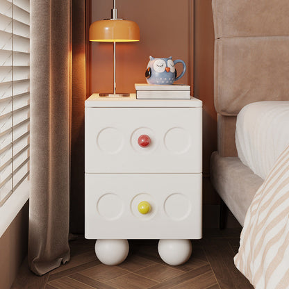 Contemporary Scandinavian Wood Square Nightstand 2-Drawer For Bedroom