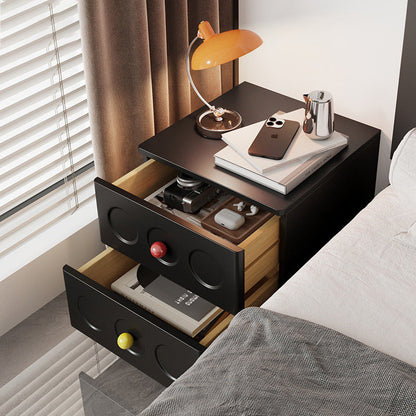 Contemporary Scandinavian Wood Square Nightstand 2-Drawer For Bedroom