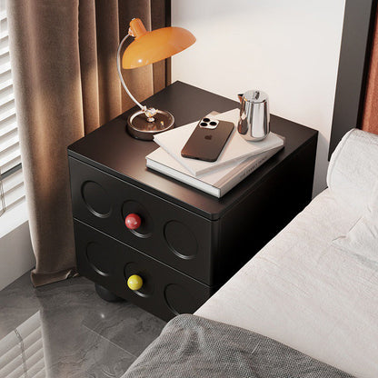 Contemporary Scandinavian Wood Square Nightstand 2-Drawer For Bedroom