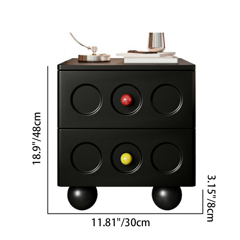 Contemporary Scandinavian Wood Square Nightstand 2-Drawer For Bedroom