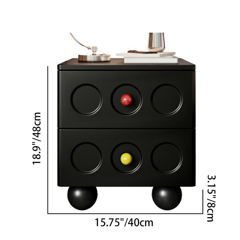 Contemporary Scandinavian Wood Square Nightstand 2-Drawer For Bedroom