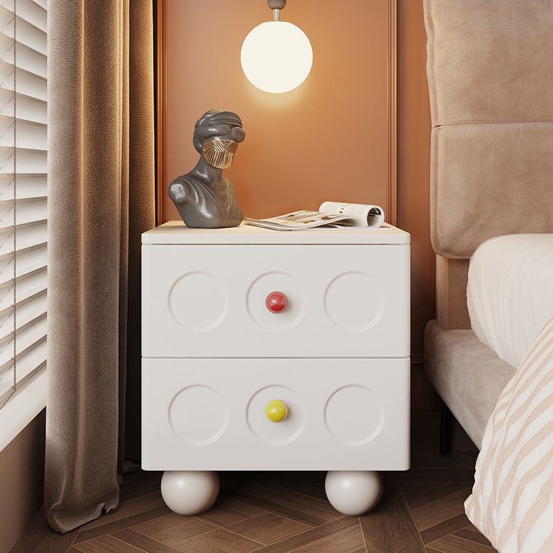 Contemporary Scandinavian Wood Square Nightstand 2-Drawer For Bedroom