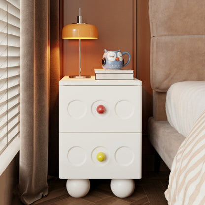 Contemporary Scandinavian Wood Square Nightstand 2-Drawer For Bedroom