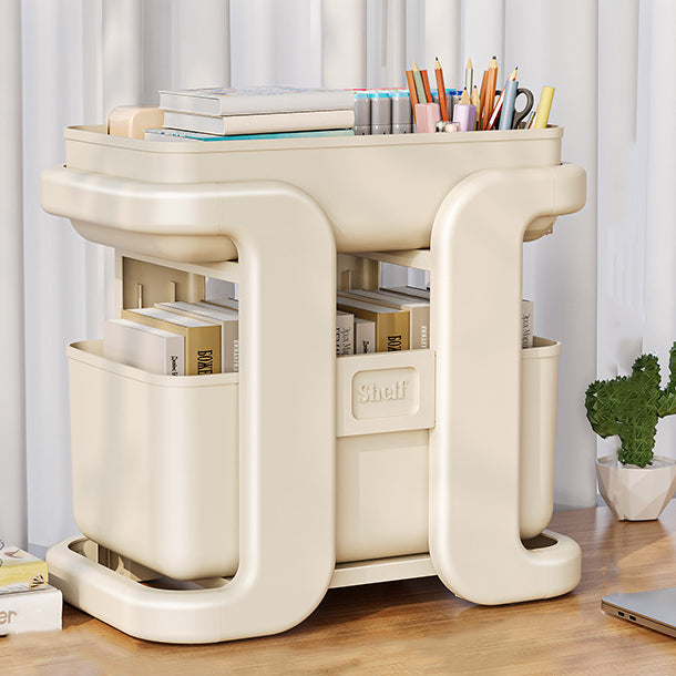 Modern Minimalist Rectangular Movable PP End Table 2-Tier For Bedroom