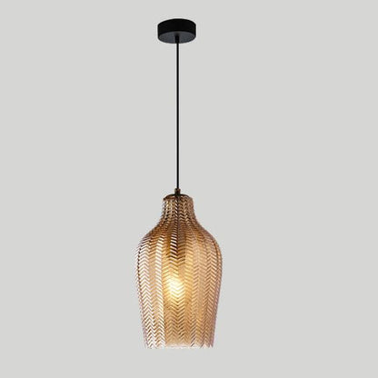 Nordic Textured Wavy Glass 1-Light Barrel Pendant Light