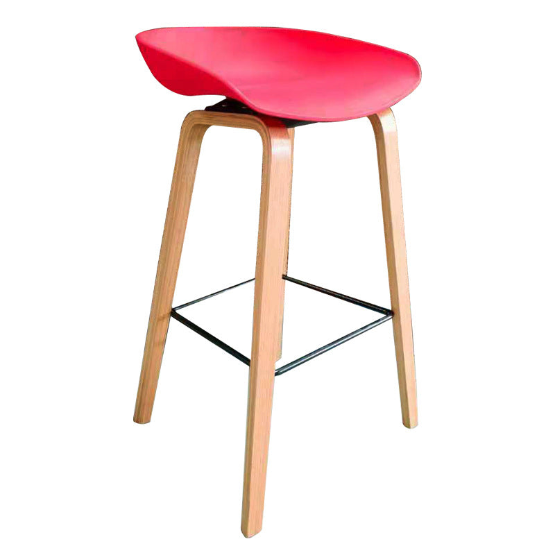 Modern Minimalist Rectangular PP Wood Bar Stool Backless Armless For Dining Room