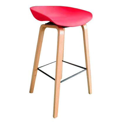 Modern Minimalist Rectangular PP Wood Bar Stool Backless Armless For Dining Room